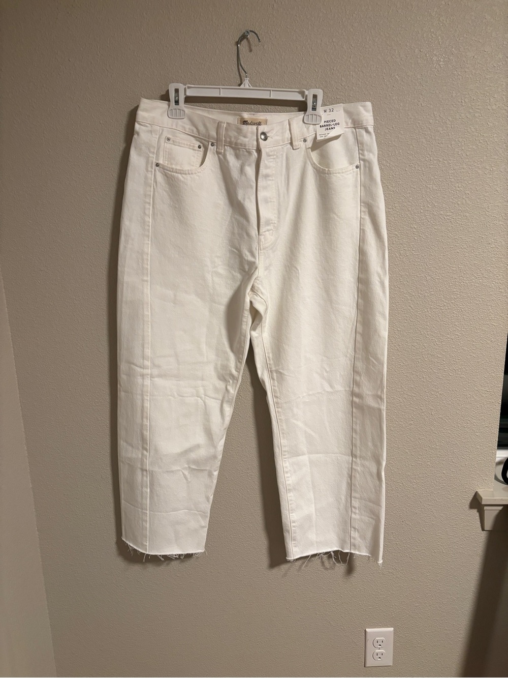 Madewell White Pieced Barrel-Leg Jeans